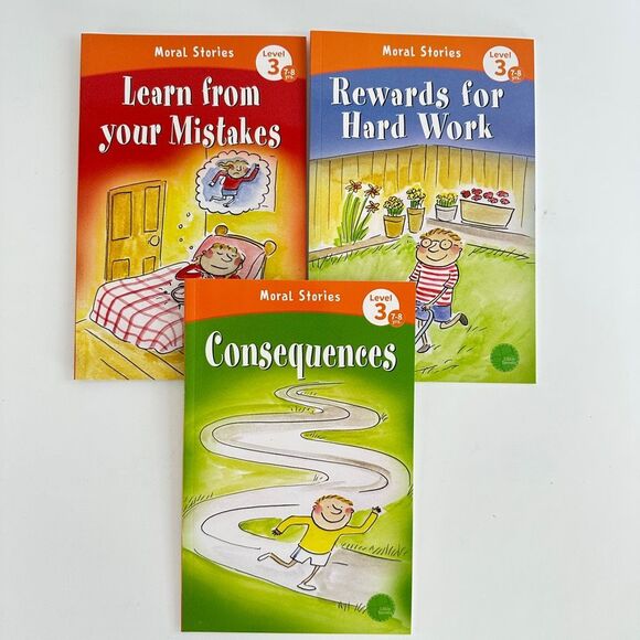 Moral Stories Level 3 Early Readers, 3 books-Consequences, Hard Work, Mistakes - Picture 1 of 9